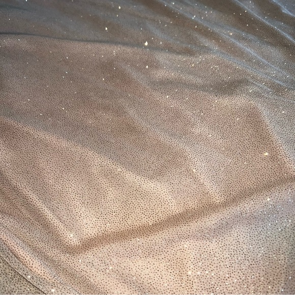 Gold Sparkle Glitter Shimmer Floor Length Gown Dress w. Halter, Lace-Up Back - Picture 5 of 12